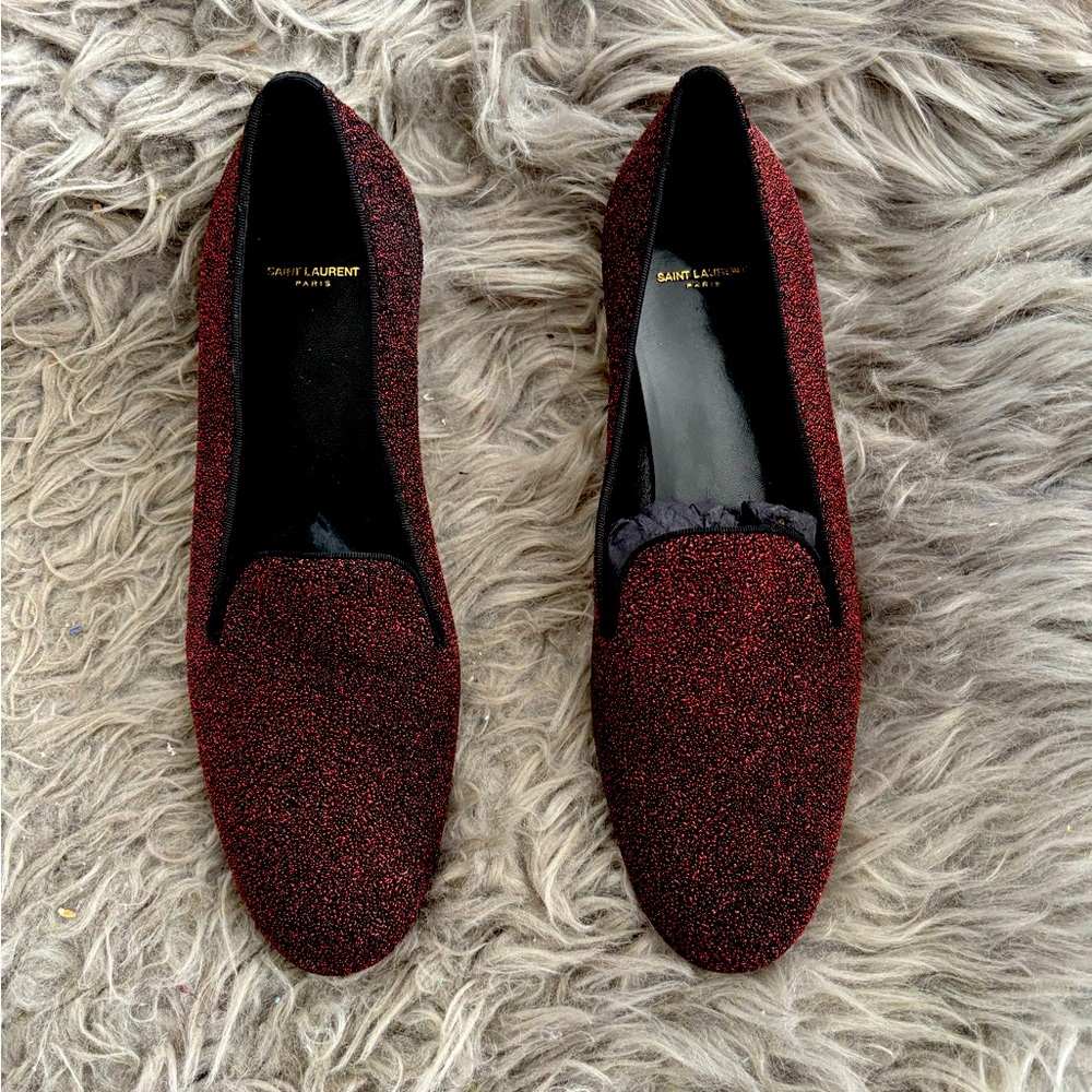 Yves Saint Laurent Brand New Never Worn Glitter Cloth Loafers Sz 39 - Picture 1 of 3